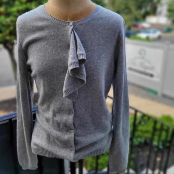 SUTTON STUDIO SZ L CASHMERE BUTTON UP SWEATER - Picture 1 of 4